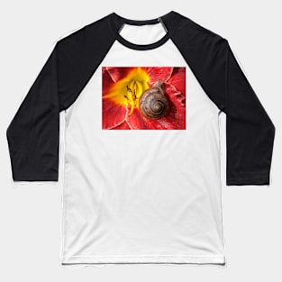 Snail On Hibiscus Flower Baseball T-Shirt